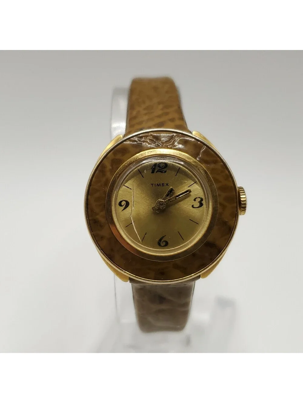 Vintage Timex Mechanical Gold Tone Dial Womens Watch For Parts Or Repair